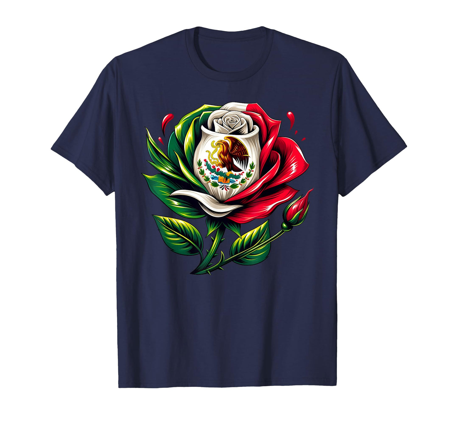 Independence Day Mexico Flag Rose Mexican Women Girls Kids T-Shirt