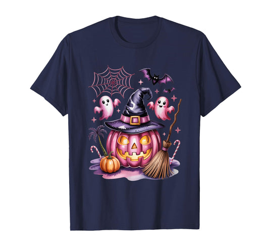 Kawaii Pink Pumpkin Witch Halloween T-Shirt