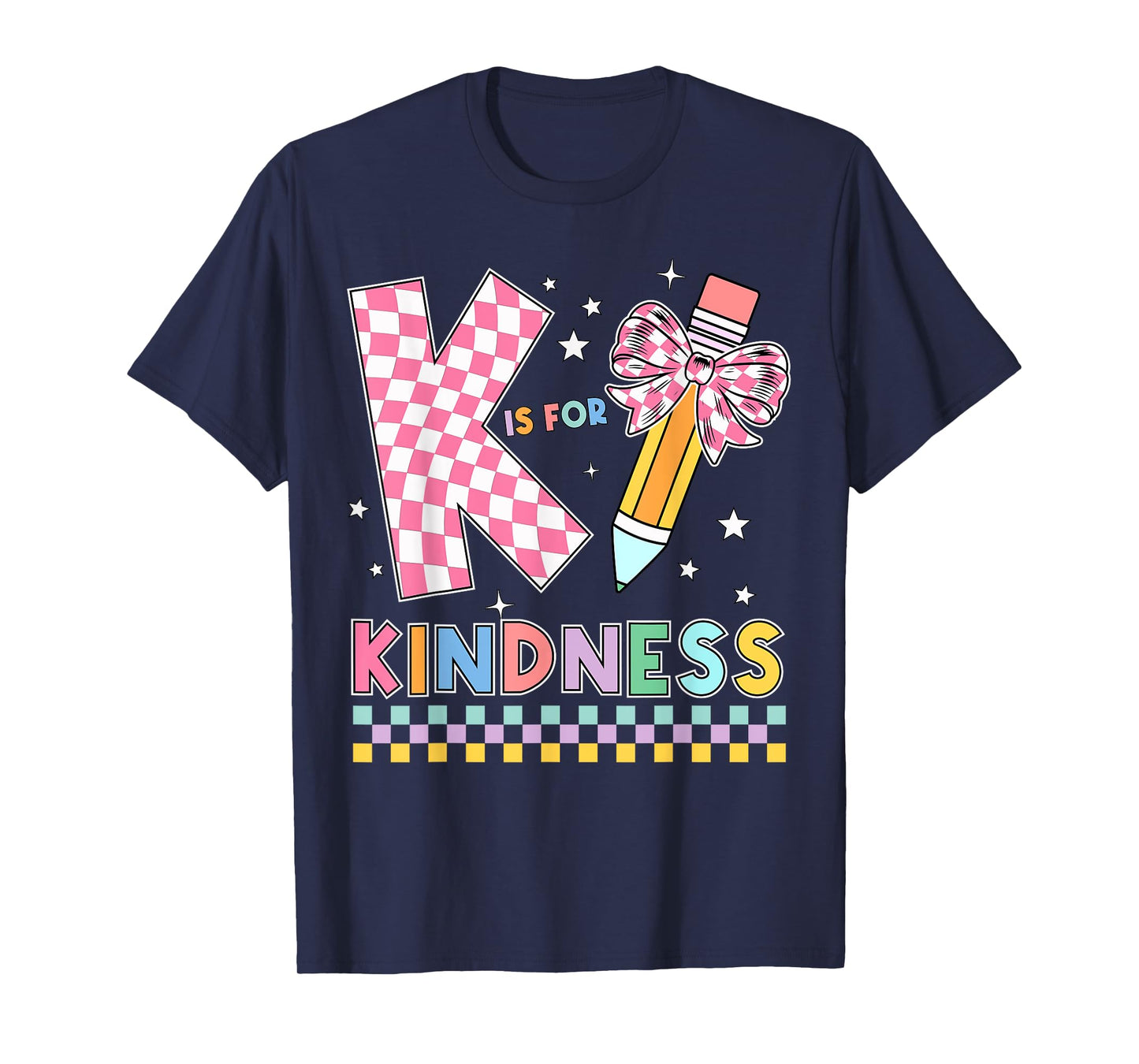 K Is For Kindness Cute Pencil Bow Teacher Be Kind T-Shirt
