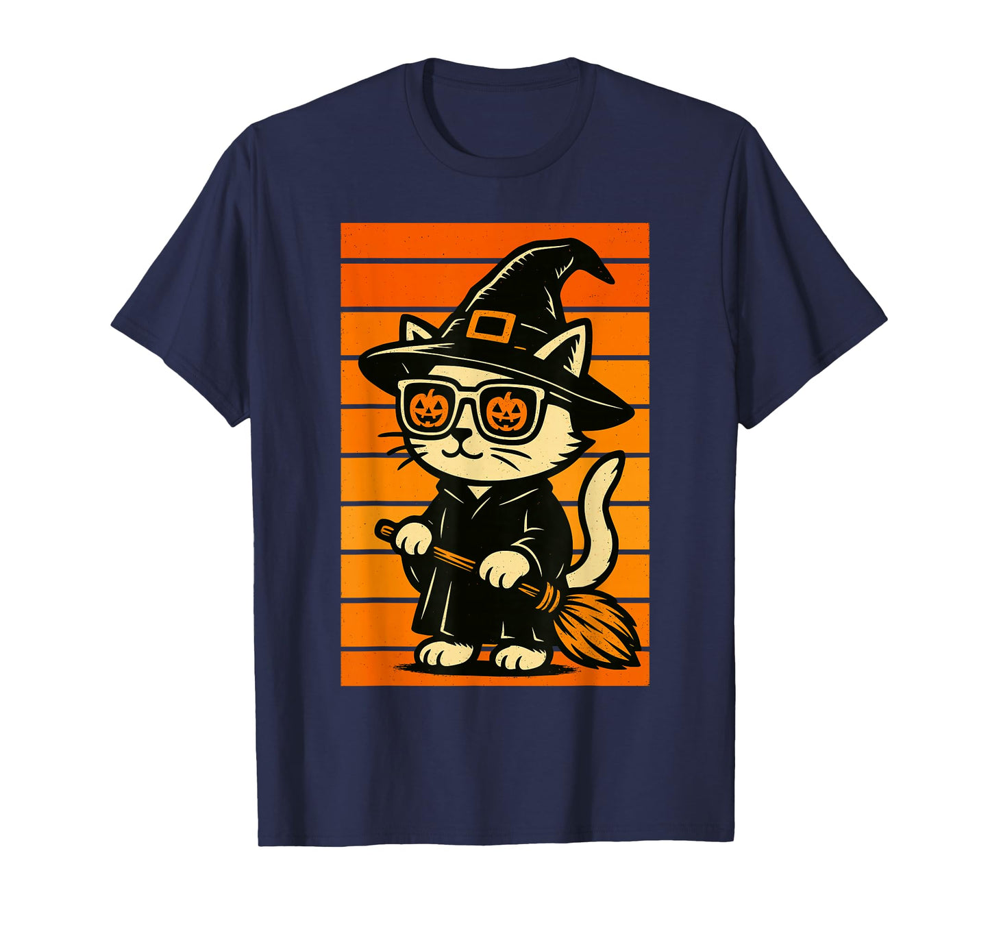 Cool Cute Cat Witch Men Women Kids Funny Halloween T-Shirt