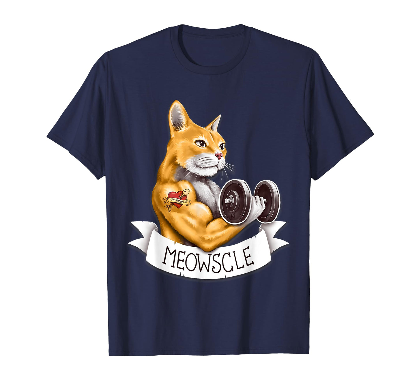 Meowscle Gym Workout Cat Pun Men Women Kids T-Shirt