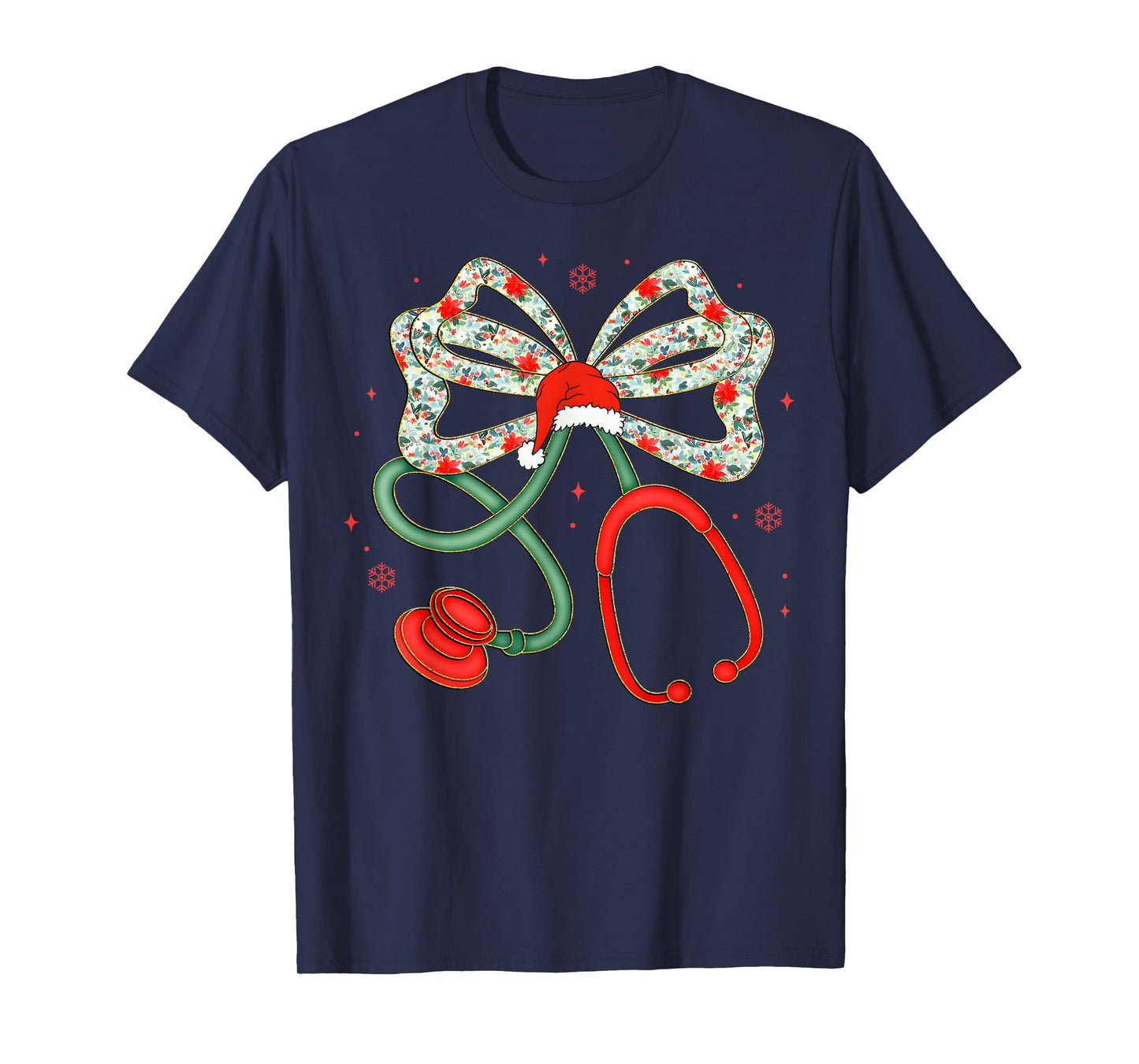 Stethoscope Christmas Nurse Health Worker Santa Xmas Pajamas T-Shirt