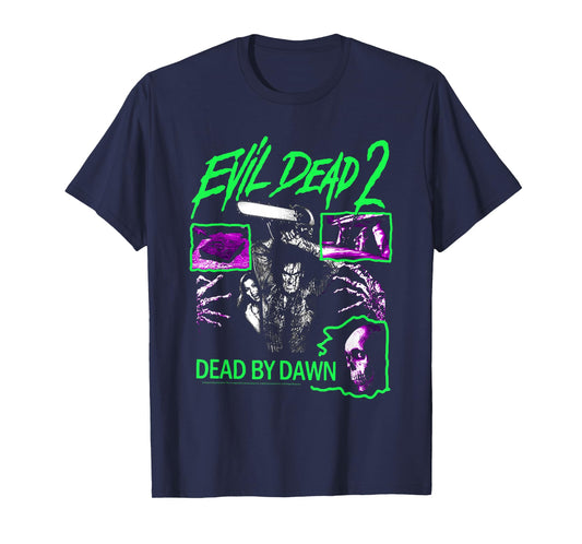 Evil Dead 2 Dead by Dawn Neon Collage Horror Movie T-Shirt