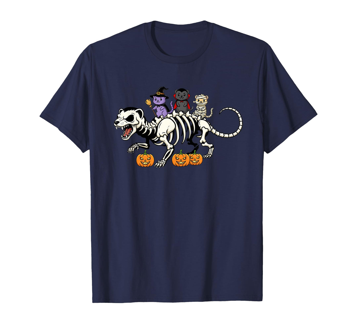 Funny Ferret Skeleton Mummy Witch Halloween Kids Mens Womens T-Shirt