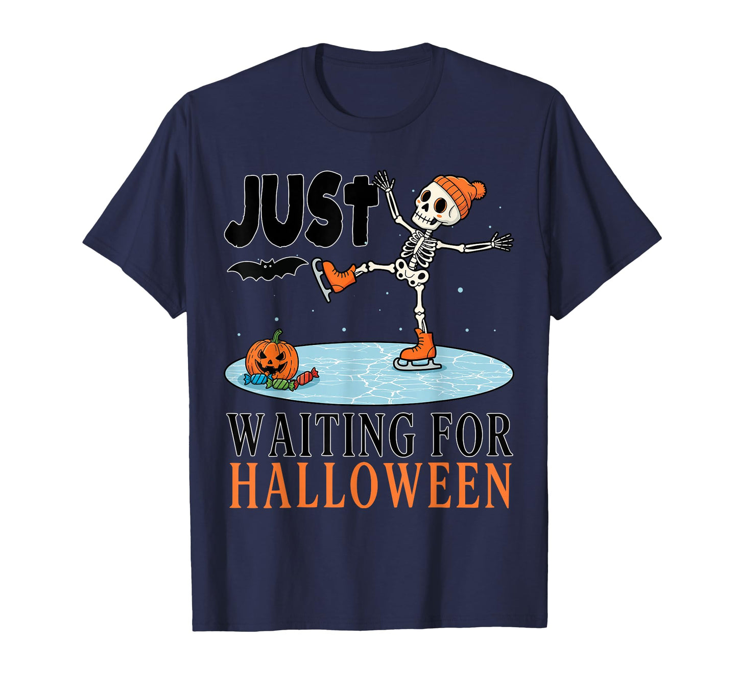 Just Waiting for Halloween Winterween Christmas Winter T-Shirt