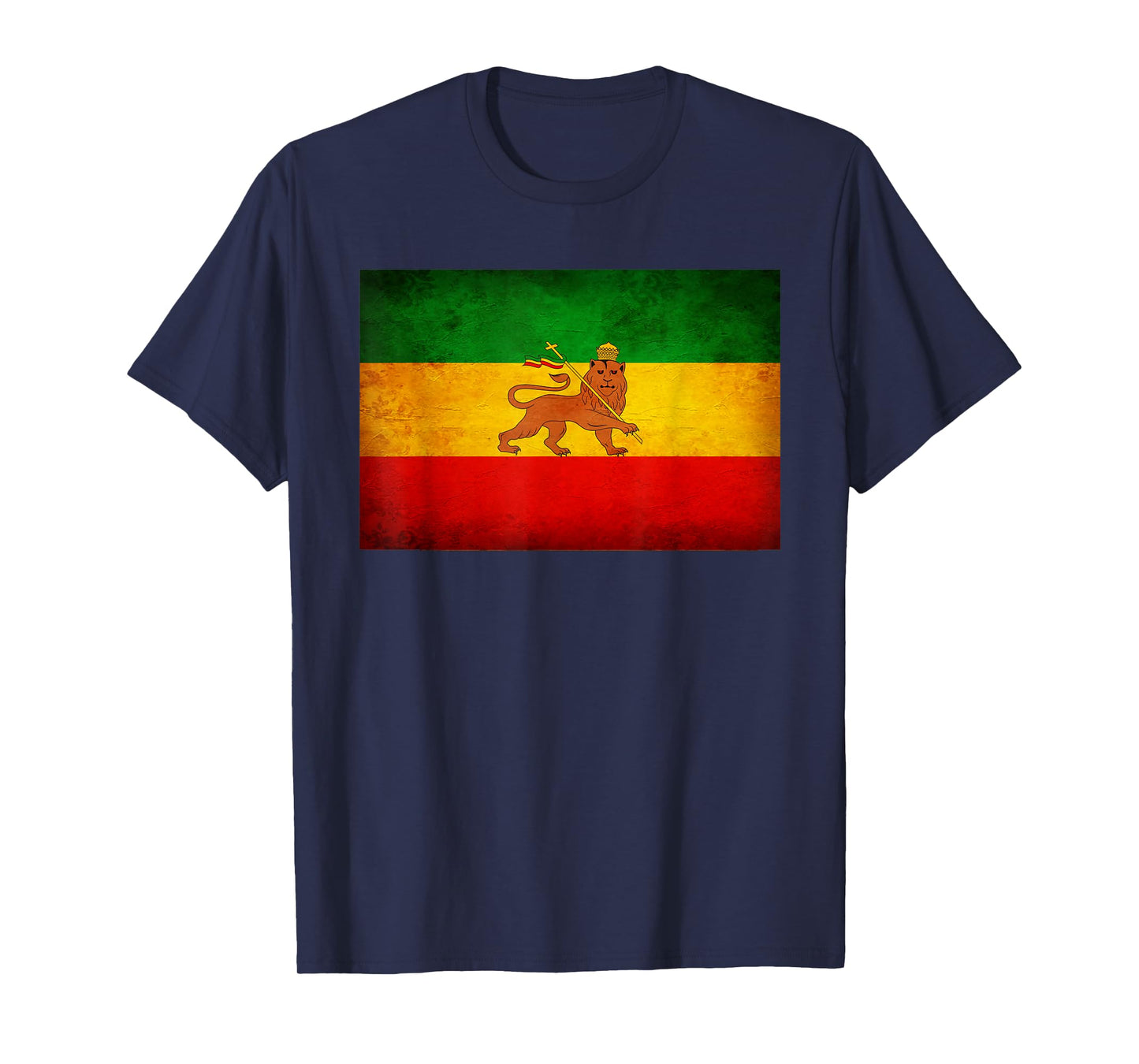 Old Ethiopia Flag shirt Lion of Judah Rasta Reggae T Shirt T-Shirt