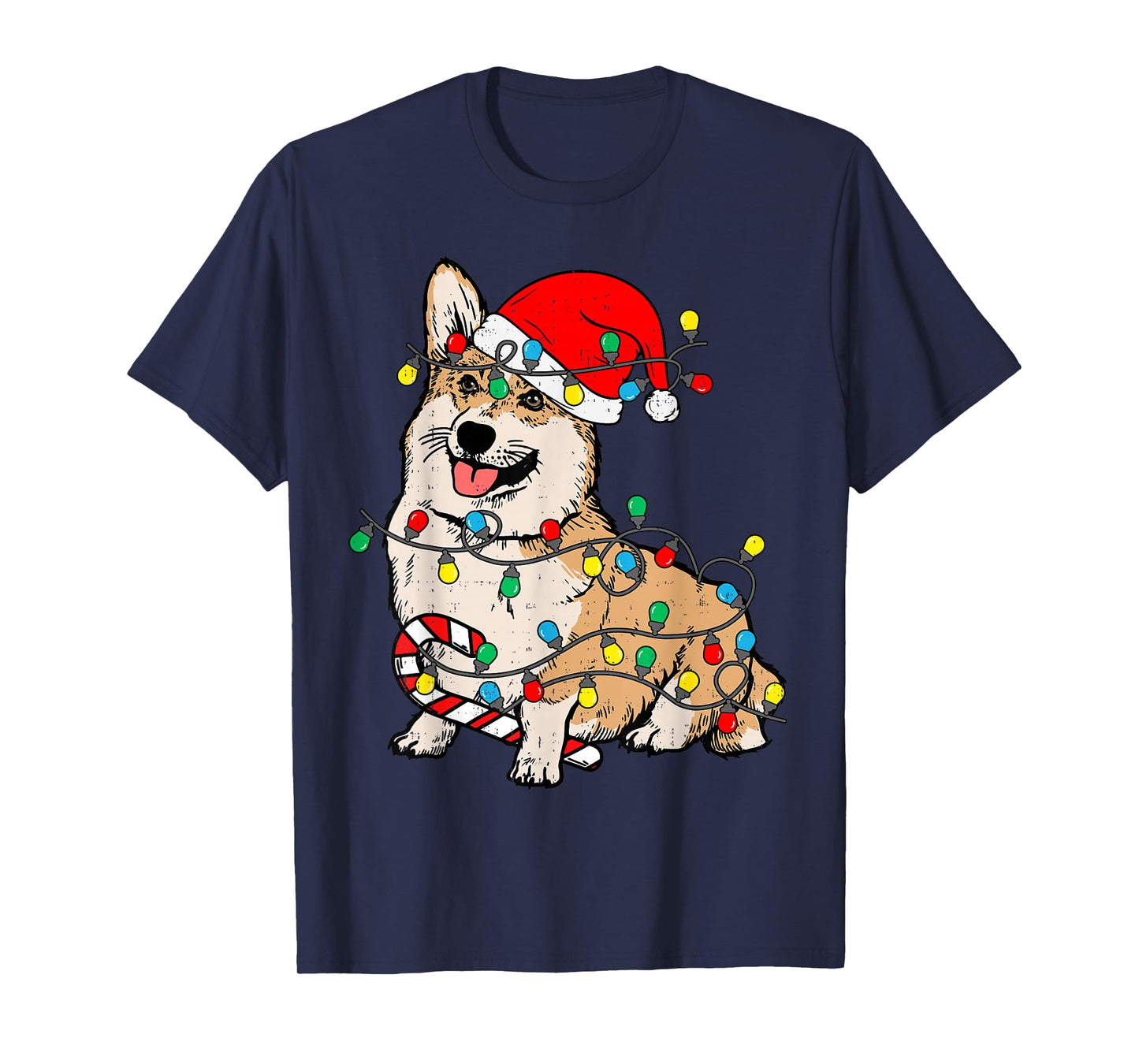 Corgi Dog Christmas Lights Pajama Santa Xmas Pet Dog Lover T-Shirt