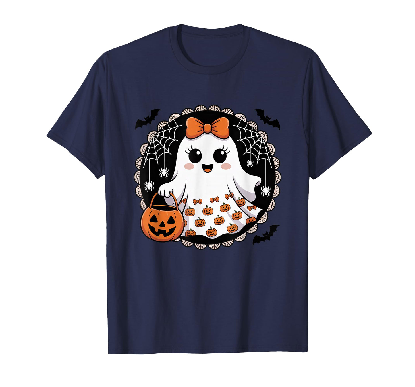 Cute Boo Ghost Halloween Spooky Pumpkin Retro Vibe T-Shirt