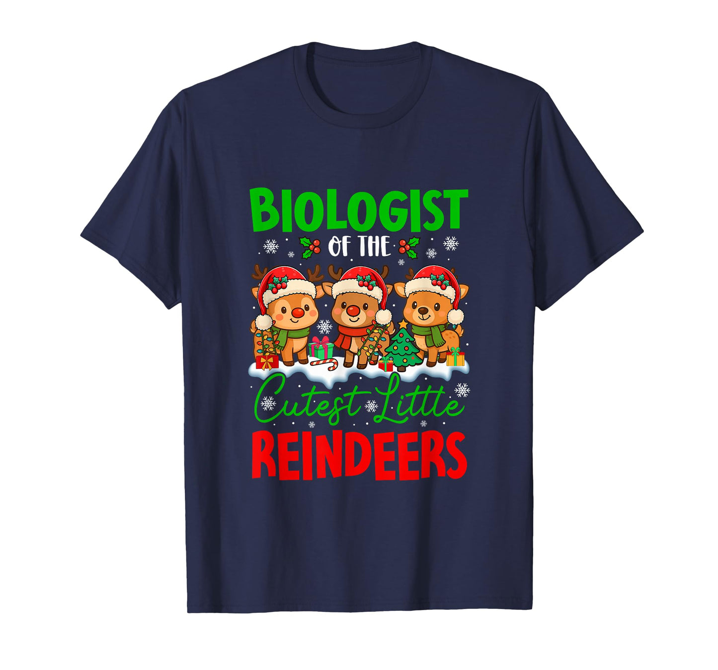 Biologist of Cutest Reindeers Xmas Three Santa Reindeers T-Shirt