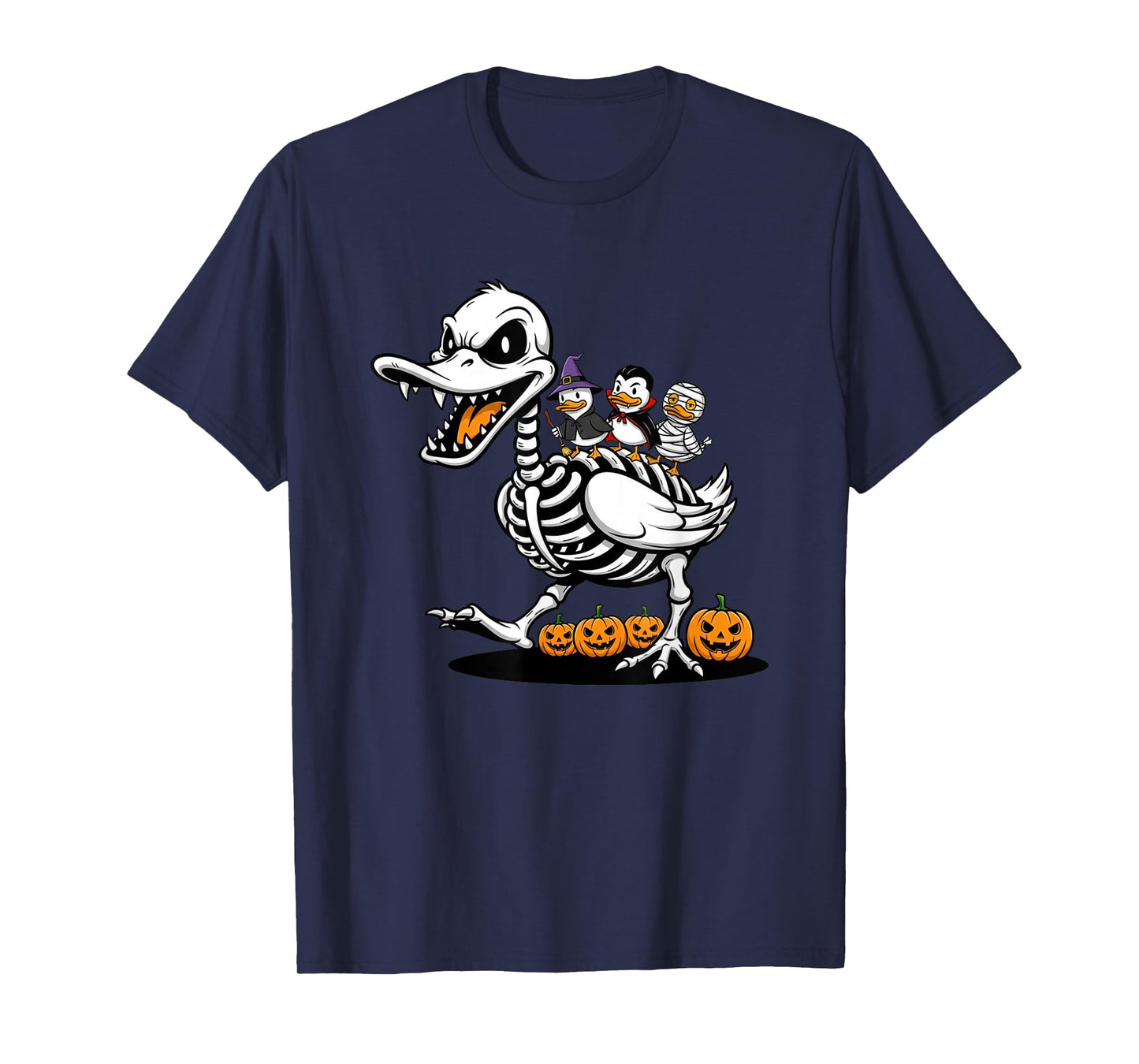 Funny Duck Skeleton Mummy Witch Halloween Kids Mens Womens T-Shirt