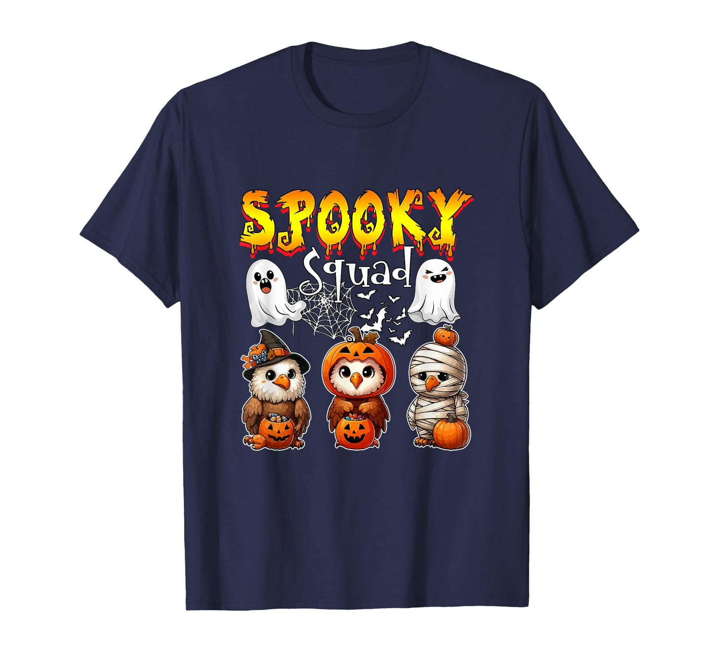 Spooky Halloween Squad Three Cute Eagles Cosplay Witch T-Shirt