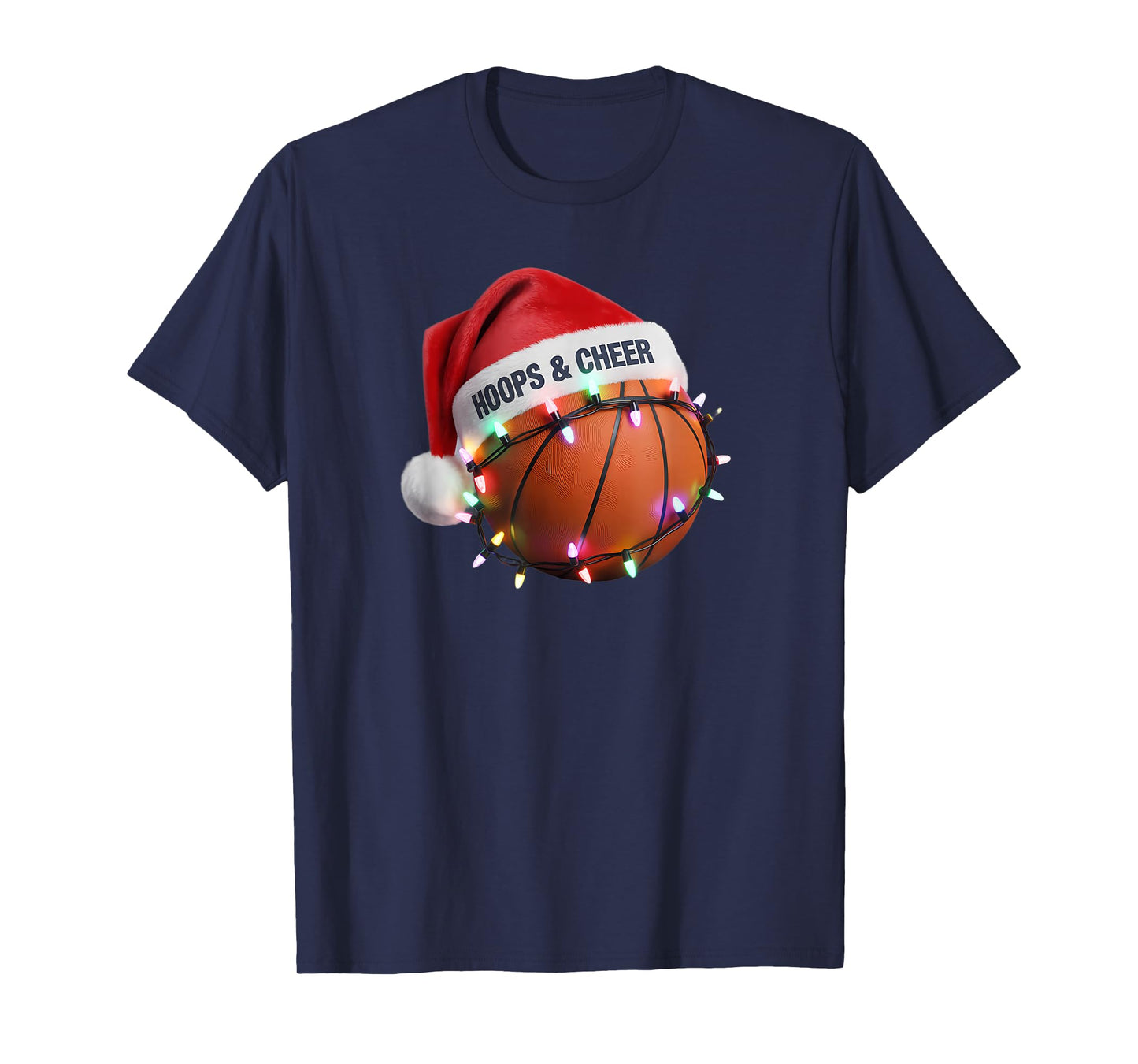 Hoops and Cheer Funny Basketball Christmas T-Shirt