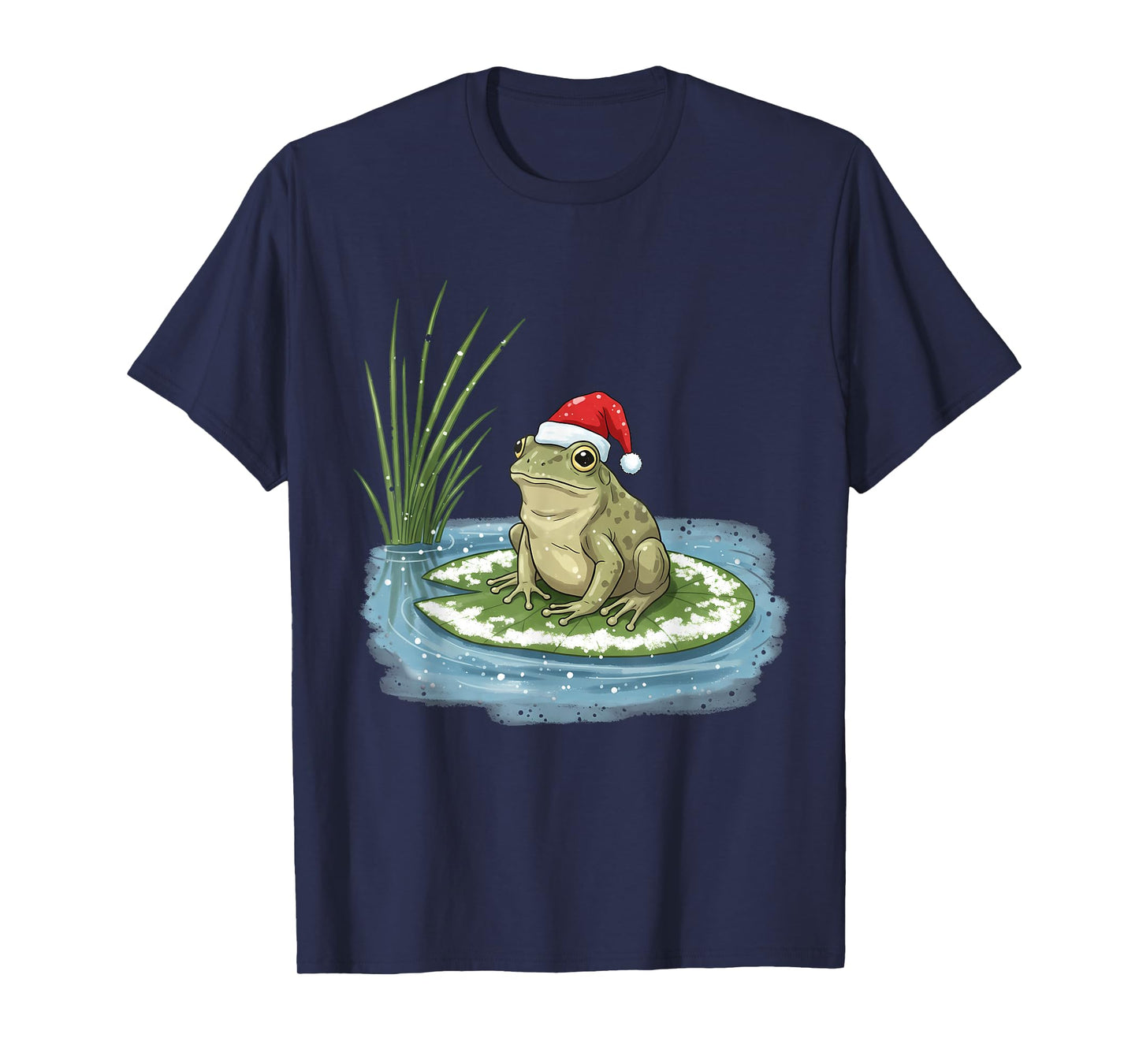 Christmas Frog on Snowy Lily Pad T-Shirt