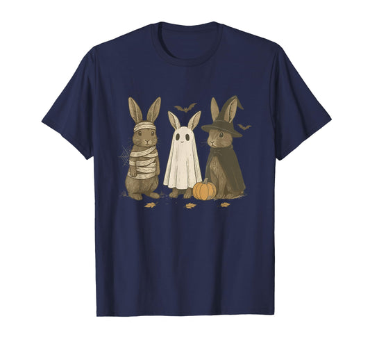 Fall Rabbit Ghost Halloween Spooky Witch Bunny Rabbit Farm T-Shirt
