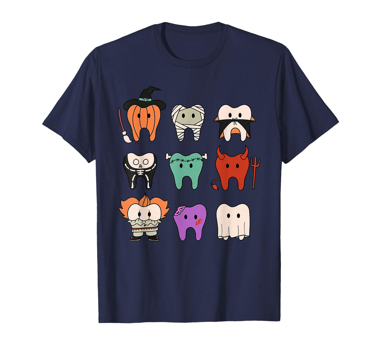 Funny Cute Dental Hygiene Monsters Teeth Squad Halloween T-Shirt