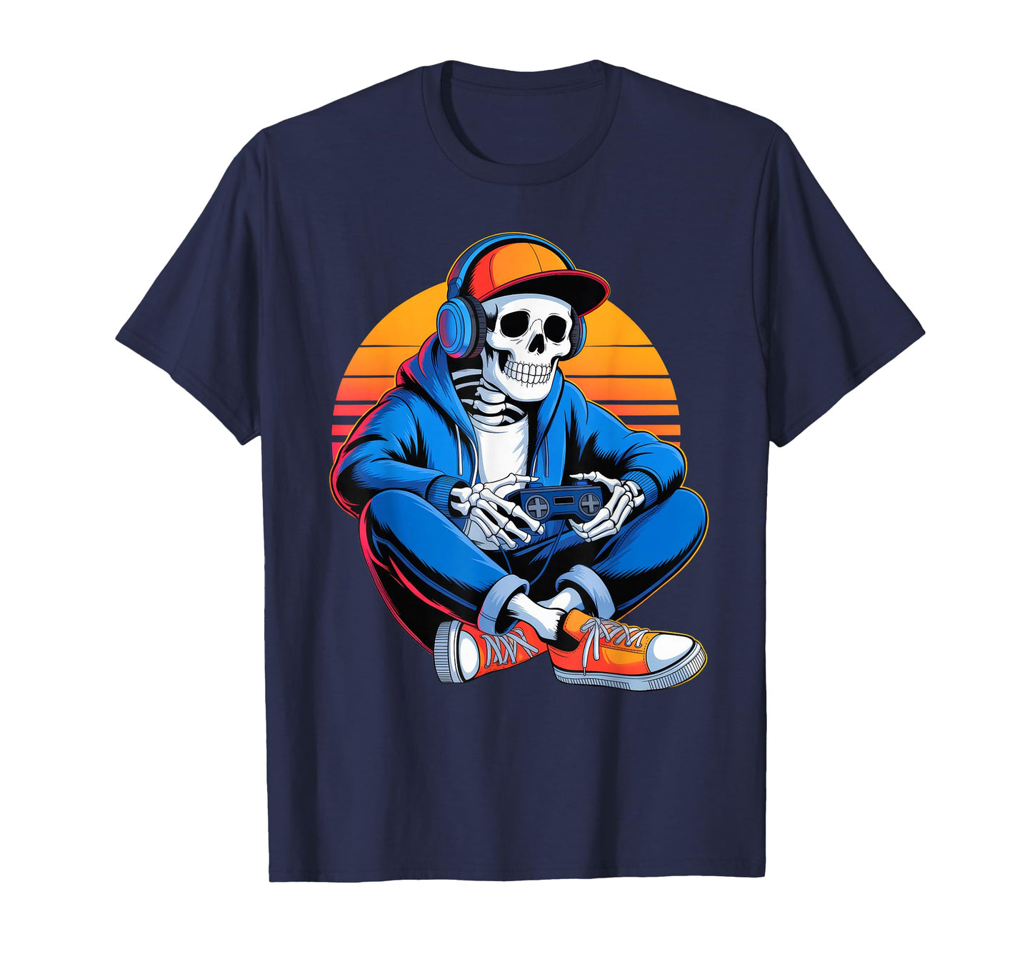 Funny Halloween Boys Men Kids Skeleton Video Gaming Gamer T-Shirt