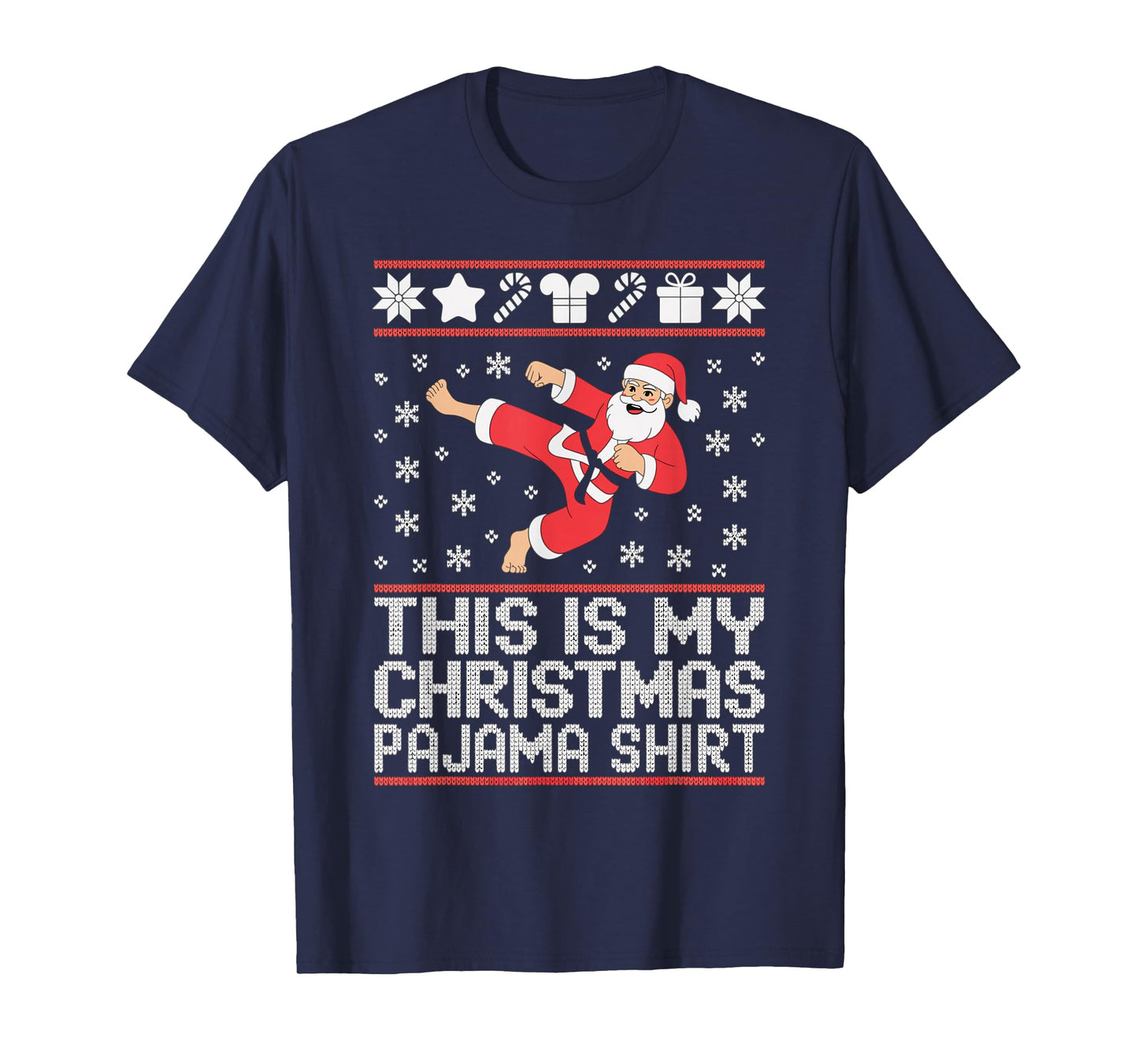 Santa Claus Karate Ugly Christmas Sweater Martial Arts T-Shirt