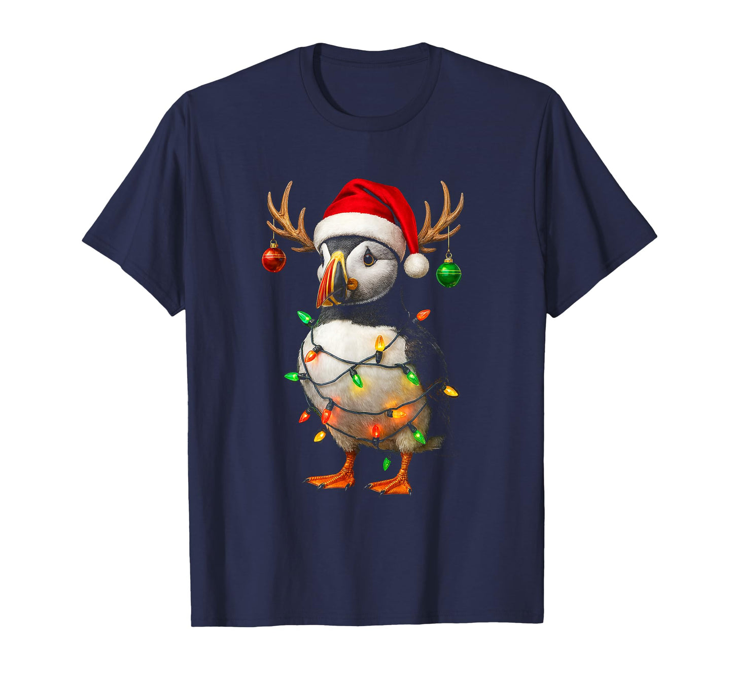 Puffin Christmas Santa Hat Lover T-Shirt
