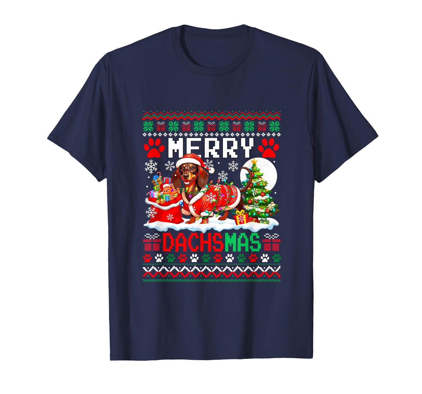Merry Dachsmas Christmas Sweater Santa Dachshund Funny Owner T-Shirt