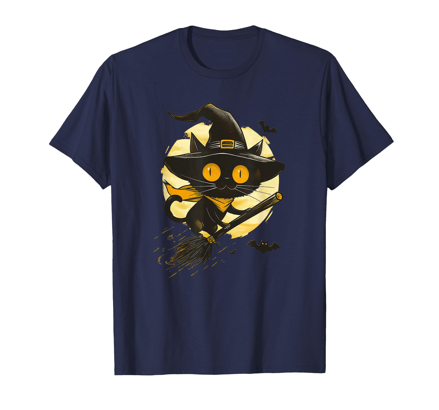 Spooky Black Cat Witch Halloween T-Shirt