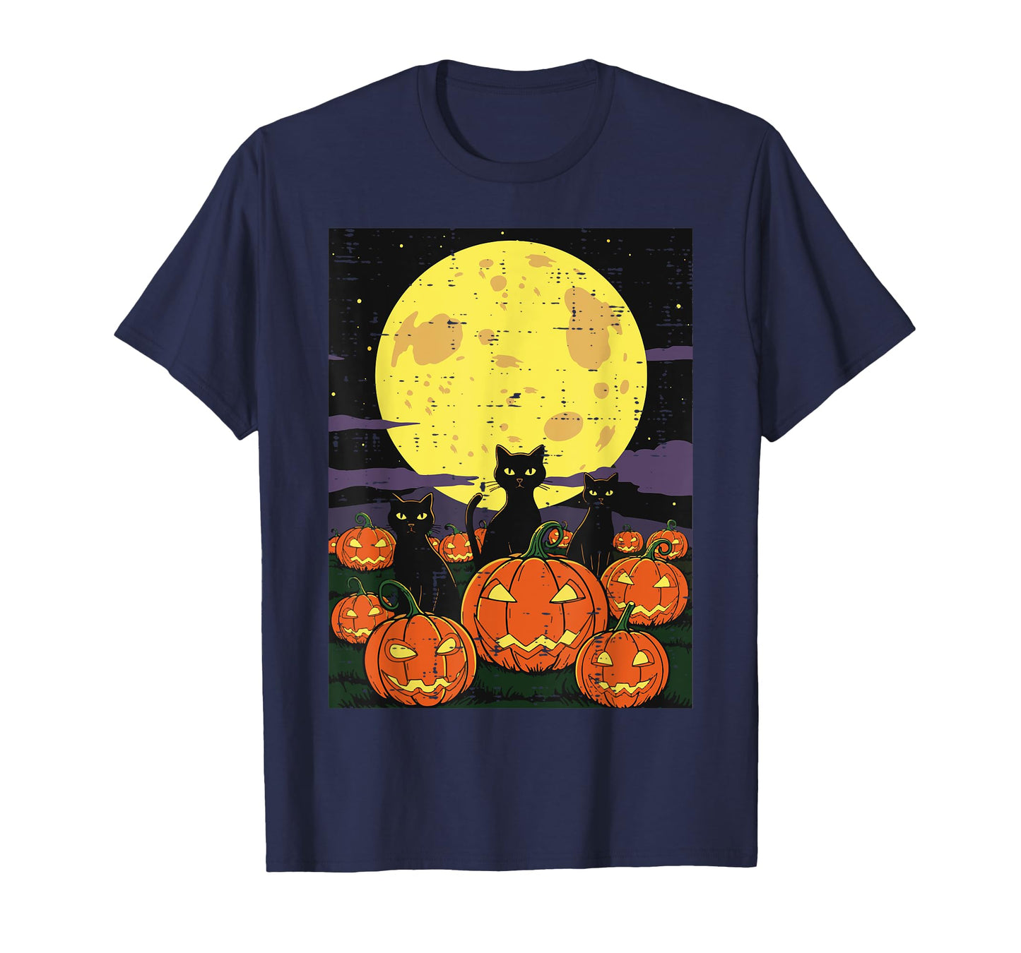 Halloween Black Cats Pumpkins Moon Costume Women Girls Kids T-Shirt