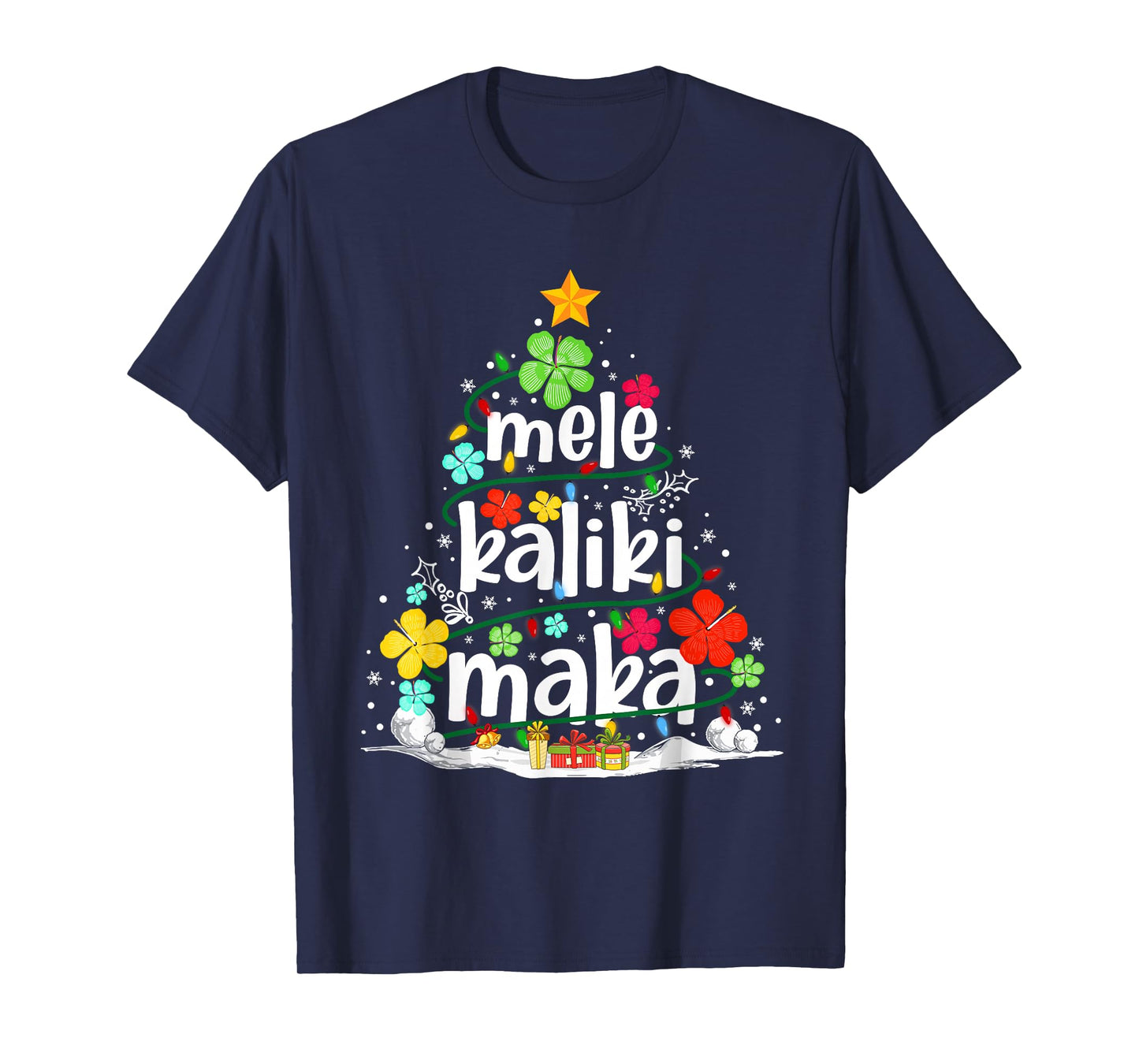 Mele Kalikimaka Tropical Christmas Hawaiian Santa Xmas Tree T-Shirt
