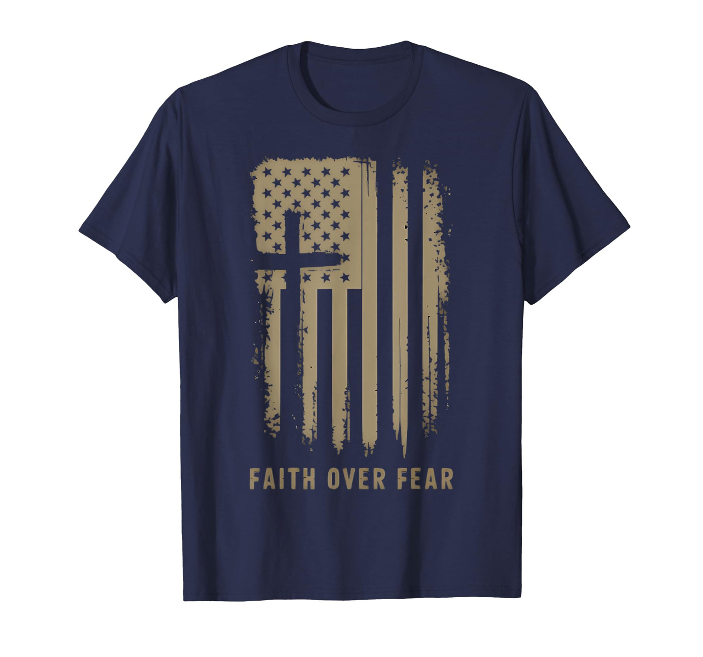 Faith Over Fear Christ Is King Vintage American Flag T-Shirt