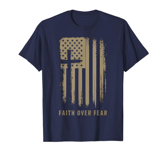 Faith Over Fear Christ Is King Vintage American Flag T-Shirt