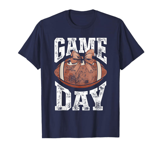 Game Day Football Season Football Bow Girls Women T-Shirt