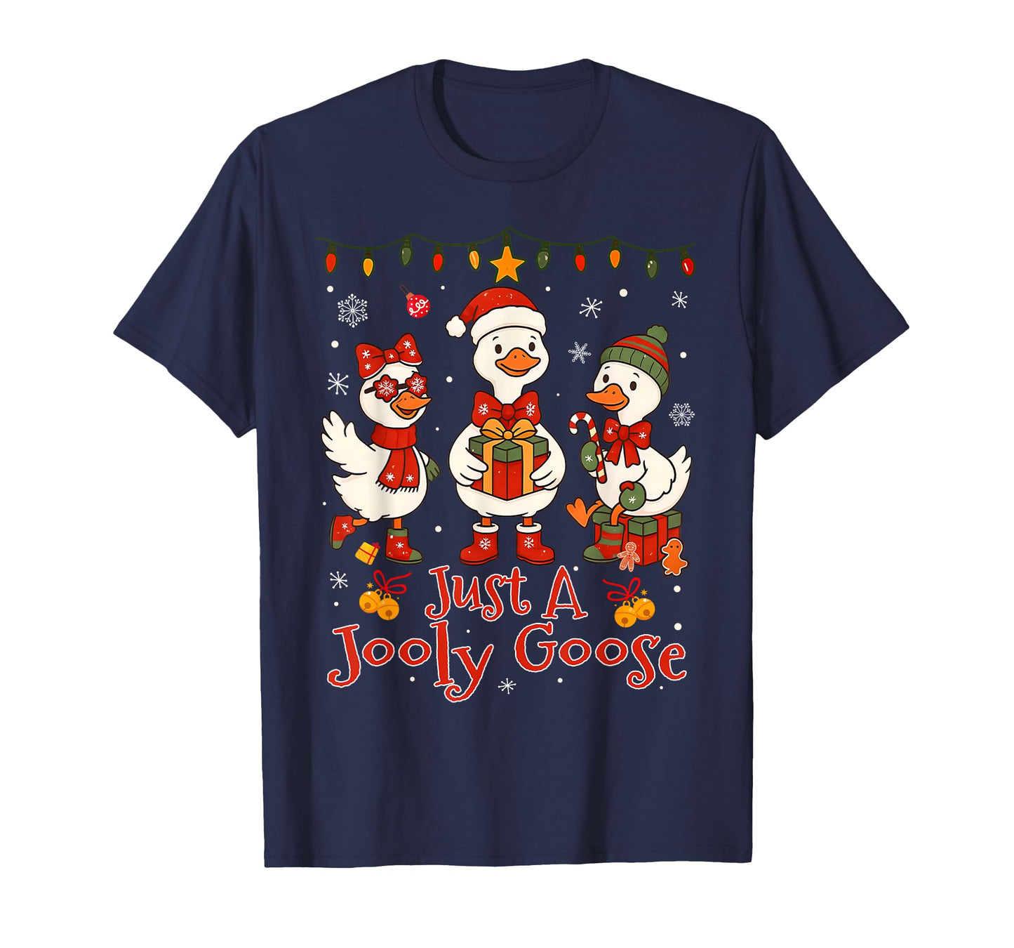 Just A Jolly Goose Christmas Santa Bow Men Women Kid T-Shirt