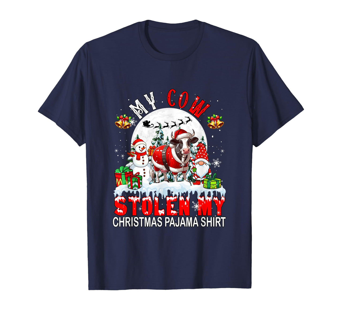 My Cow Stolen My Christmas Pajama Shirt Santa Farmer Owner T-Shirt