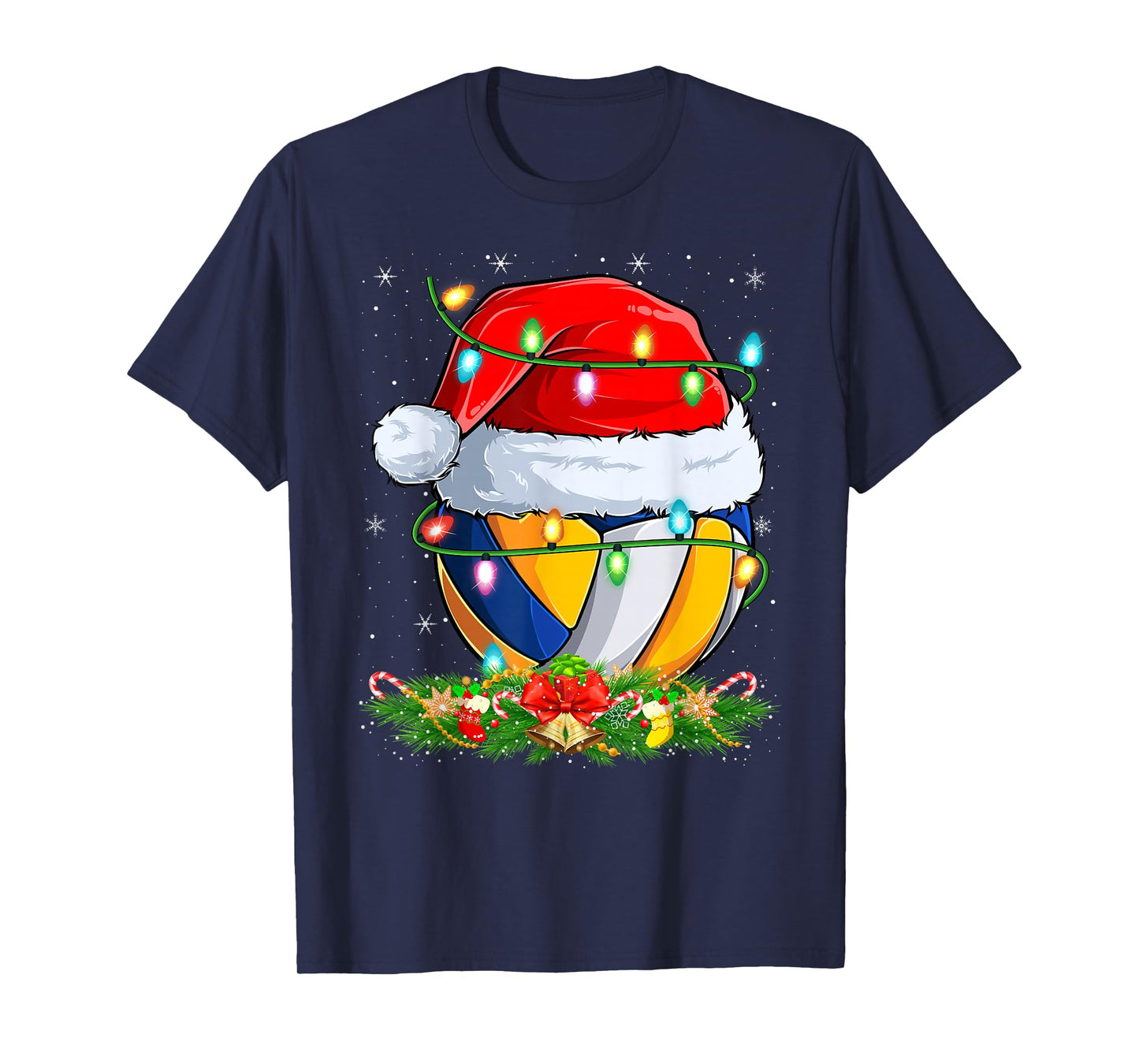 Volleyball Christmas Lights Funny Volleyball Player Xmas T-Shirt