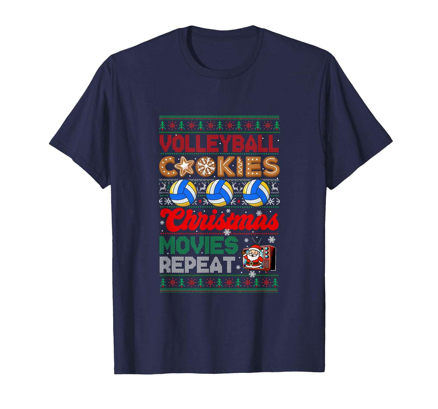Volleyball Cookies Christmas Movies Repeat Sweater Player T-Shirt