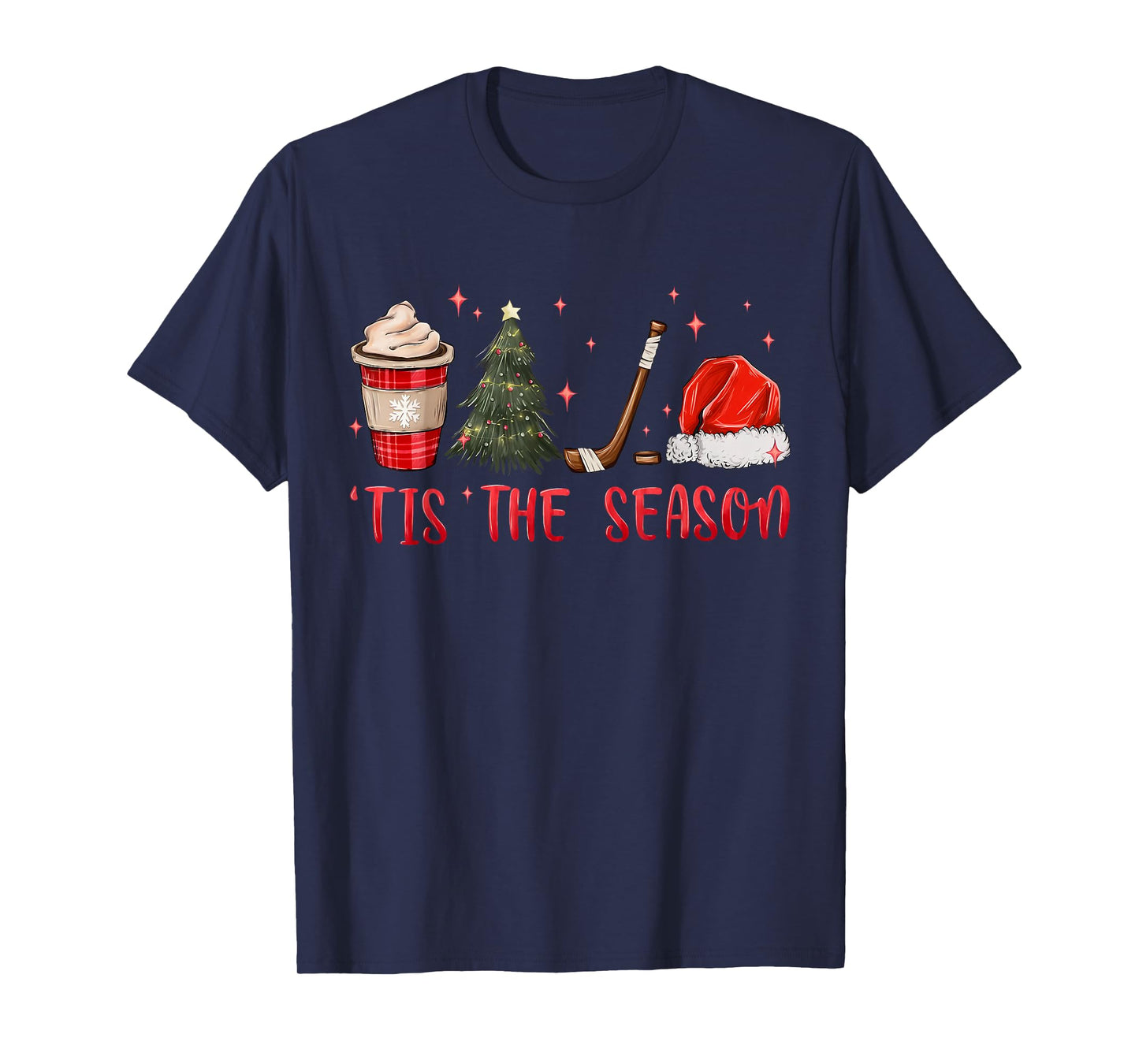 Tis The Season Hockey Coffee Xmas Tree Ice Hockey Christmas T-Shirt