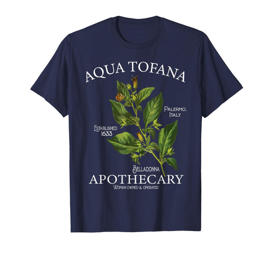 Funny Belladonna Feminist Aqua Tofana Apothecary Black Vintage Classic Floral Botany True Crime T-Shirt, Unisex-Adults, Short Sleeve, T-Shirt, Small