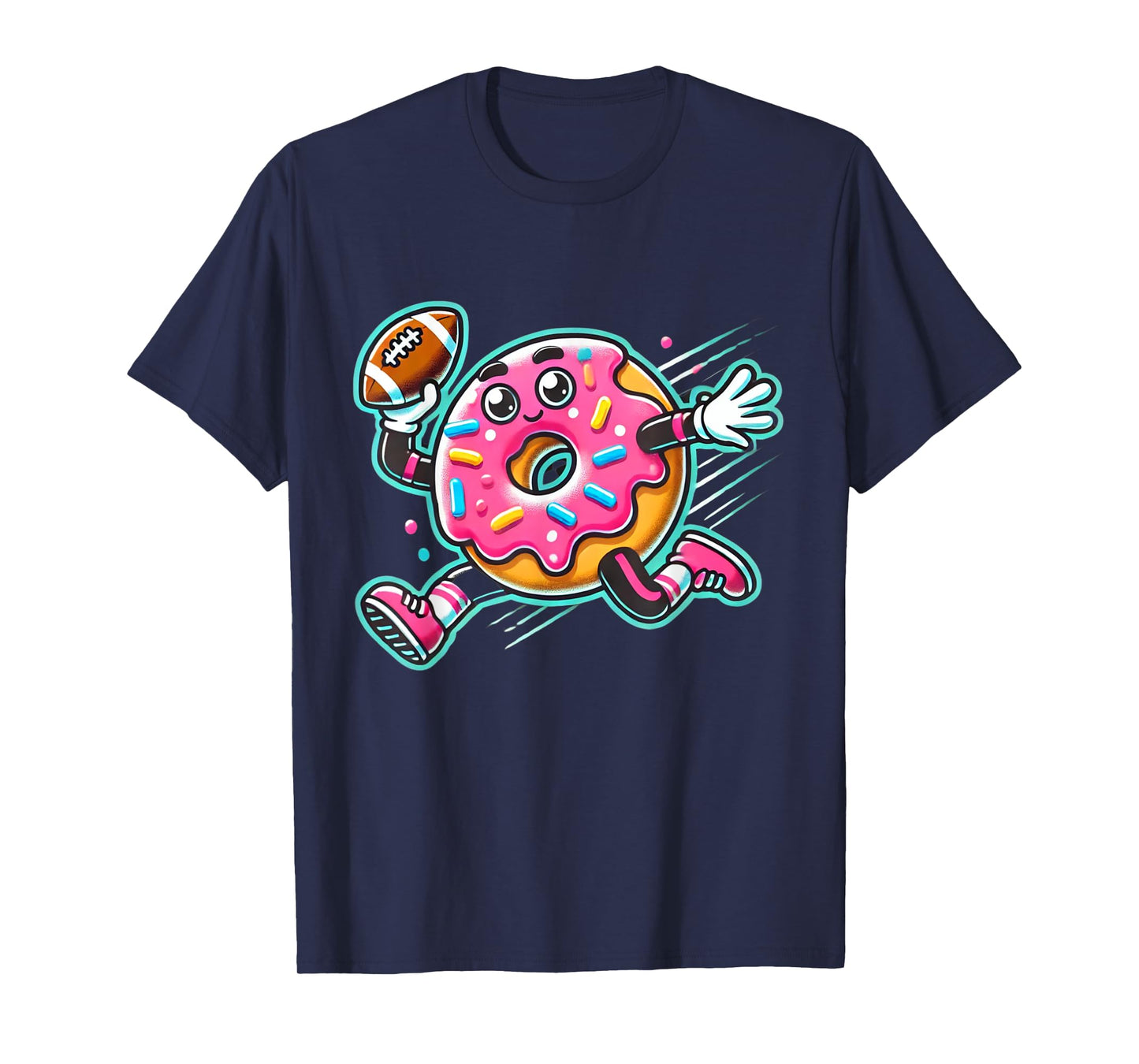 Funny Donut Playing Football Food Champ Sports Donut T-Shirt