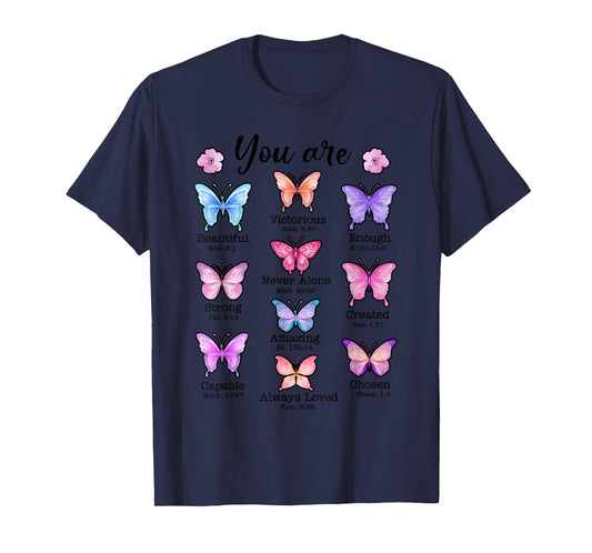 You Are Butterfly Beautiful Christian Religious Bible Verse T-Shirt