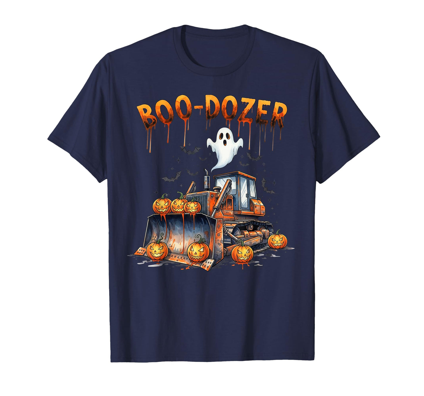Boo Dozer Ghost Bulldozer Halloween Construction Trucks Kids T-Shirt