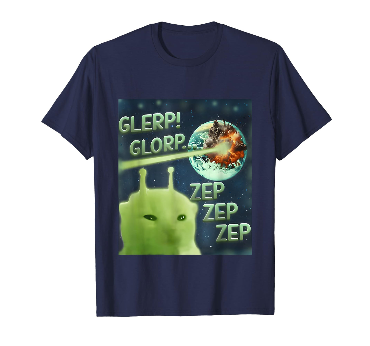 Glerp Glorp Funny Alien Cat Meme, Brainrot Tee, Costume T-Shirt