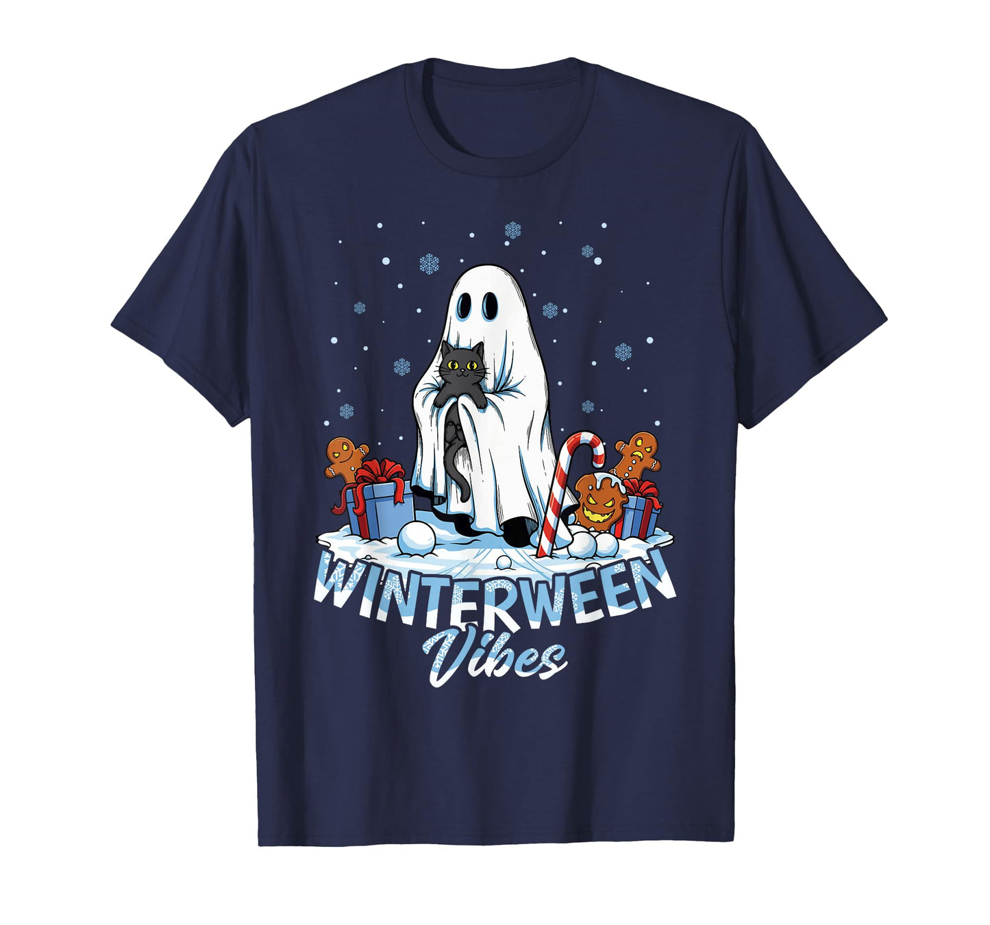 Winterween Vibes Christmas Spooky Ghost Winter Halloween T-Shirt
