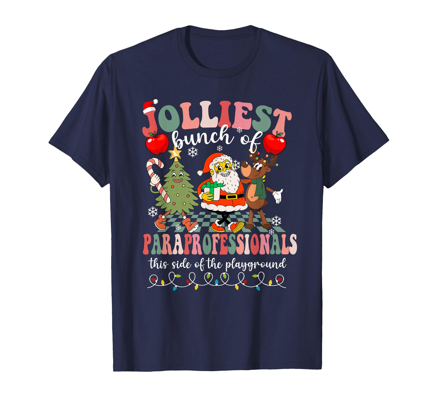 Funny Christmas Xmas Pjs Jolliest Bunch of Paraprofessionals T-Shirt