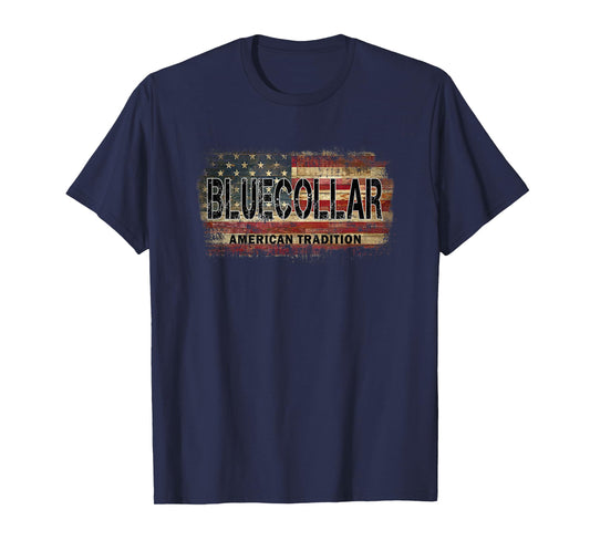 American Flag Vintage Blue Collar T-Shirt