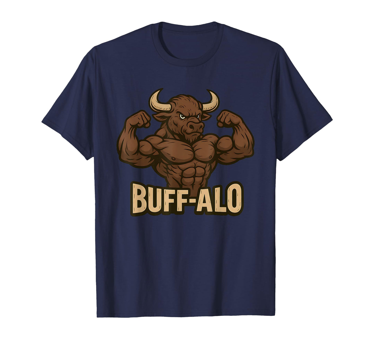 Funny Gym Buffalo Animal Pun Workout Flexing Bull Men Women T-Shirt