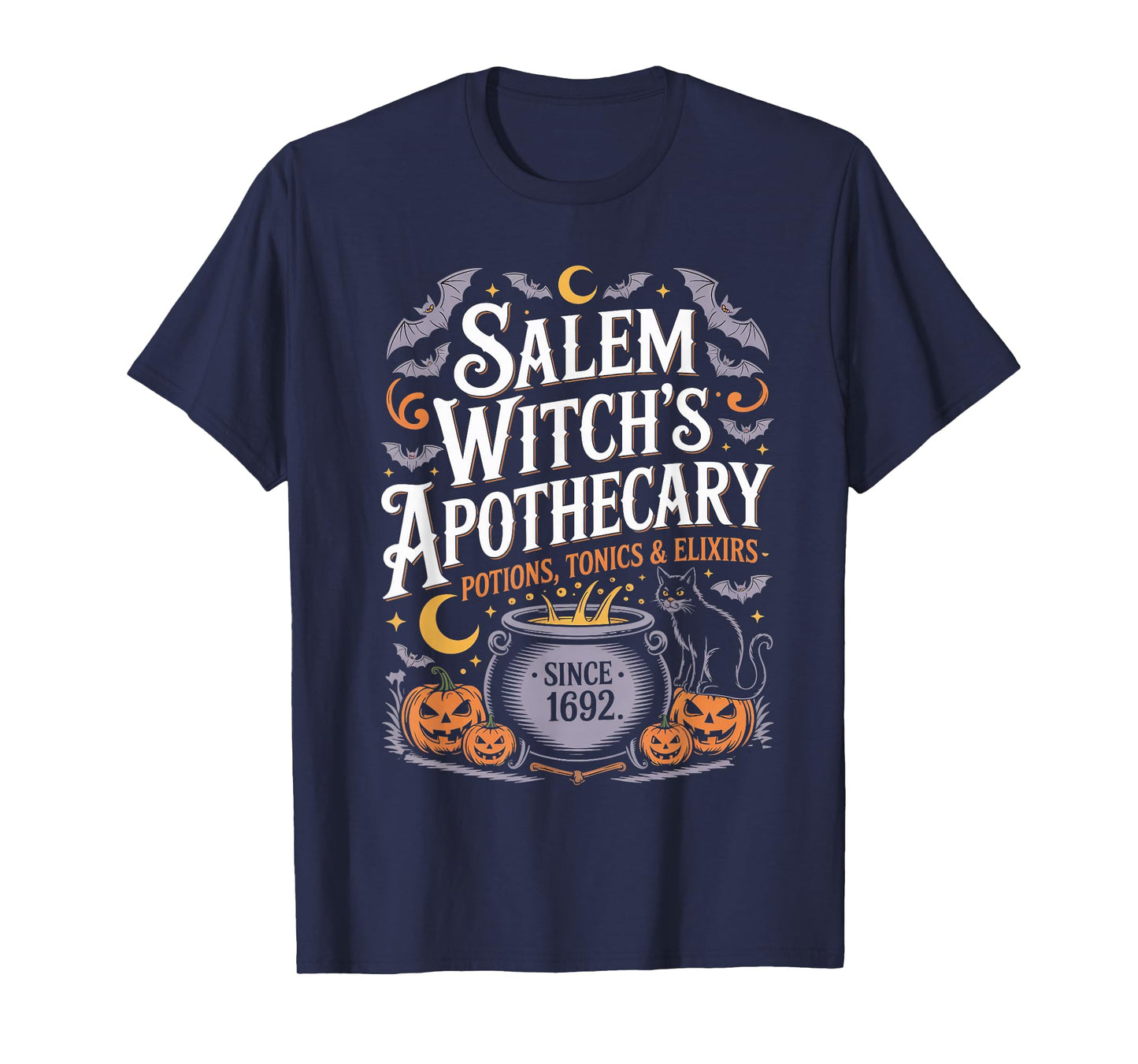 Vintage Salem Witch's Apothecary Potions Elixirs Halloween T-Shirt