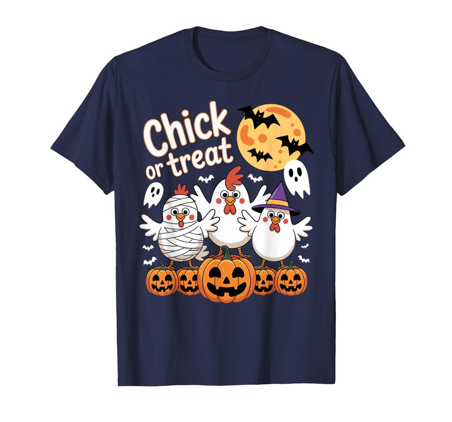 Cute Chicken Design Chick or Treat Halloween Costume Party T-Shirt