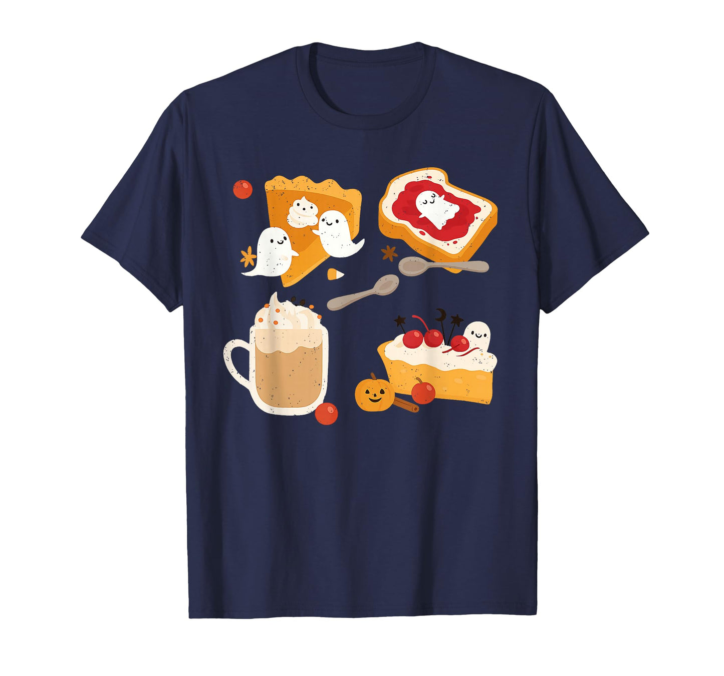 Ghost Pumpkin Pie Coffee Lover Halloween Cute Ghoul Spirit T-Shirt