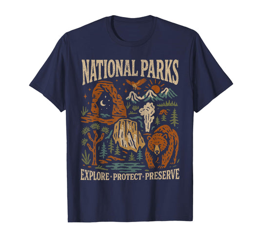 Explore Protect Preserve Park Bear, National Park Lover Gift T-Shirt