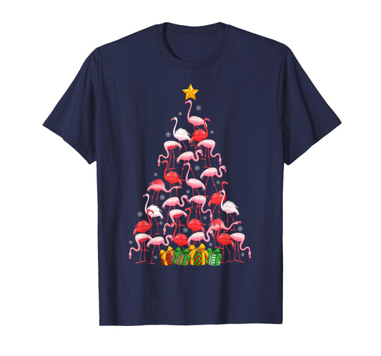 Flamingo Christmas Tree Lights Holiday Decor Flamingo Xmas T-Shirt
