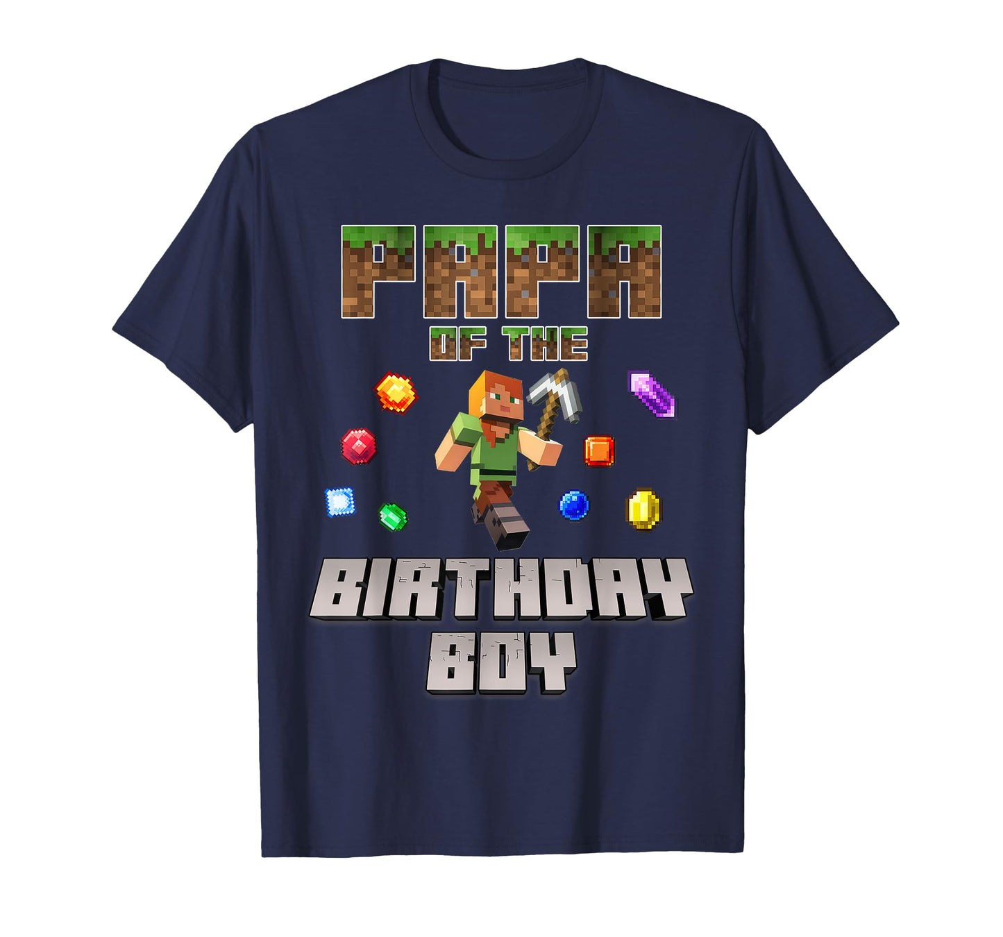 Papa Of The Birthday Boy Video Gamer Pixel Number T-Shirt