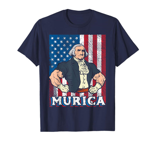 4th July Buff George Washington Murica Gym Patriot Men Women T-Shirt
